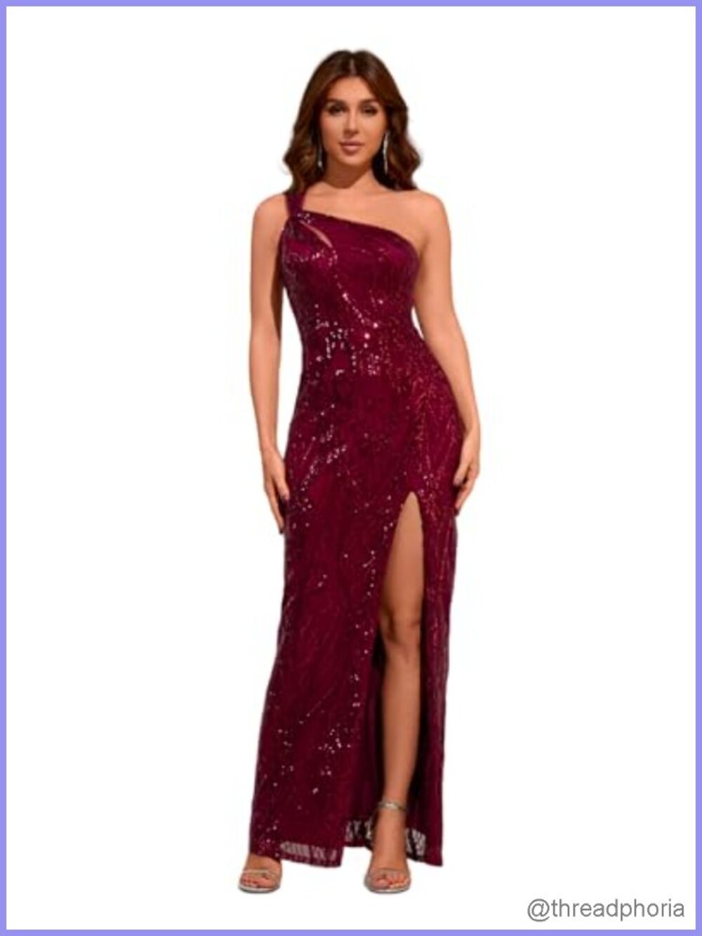 Elegant One Shoulder Sequin Formal Evening Gown High Slit Prom Dress